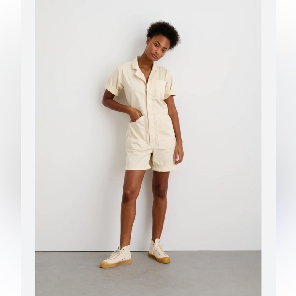 NWOT Alex Mill Short Jumpsuit Sz XS Cotton Twill vanilla